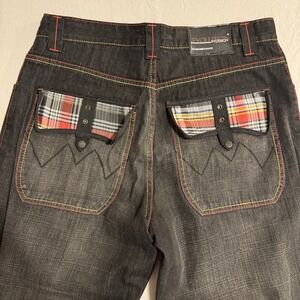 Evolution In Design Baggy Jeans mens 38 y2k baggy skate hip hop embroidered